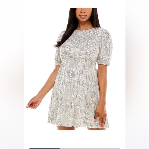 NWT Speechless Silver sequin mini Dress, size small‎ - Picture 1 of 9